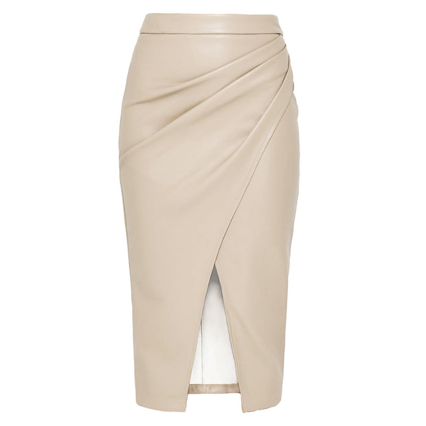 Robe midi en cuir avec drapé latéral - Reese
