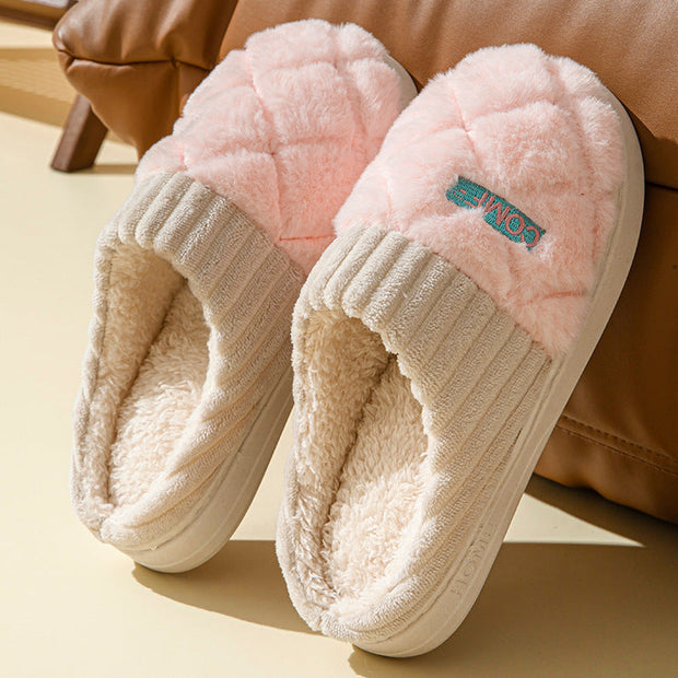Chaussons d'hiver unisexes peluche anti-dérapant Rombe - Elen