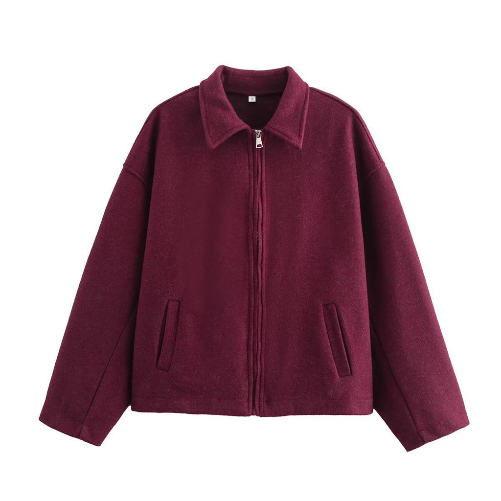 Kurze Wolljacke mit Reißverschluss für Damen - Sonia