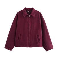 Veste courte en laine avec fermeture éclair pour femmes - Sonia