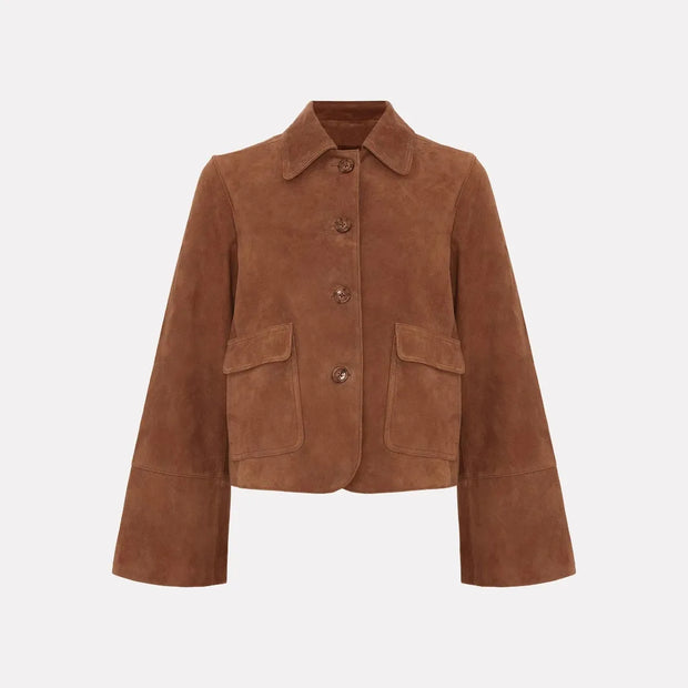 Veste courte en daim avec poches avant pour femmes - Alenor