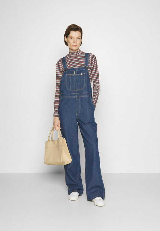 Combinaison en denim à coupe large et droite pour femme - Shirley