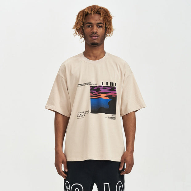 T-shirt oversize en coton à imprimé graphique pour hommes - Joel