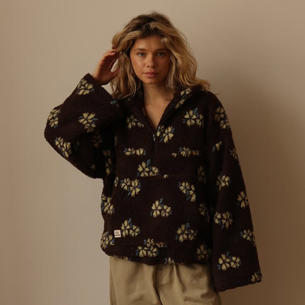 Damen-Fleece-Sweatshirt mit großer Tasche - Liora