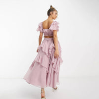 Valery - Robe longue à volants à la mode pour les fêtes