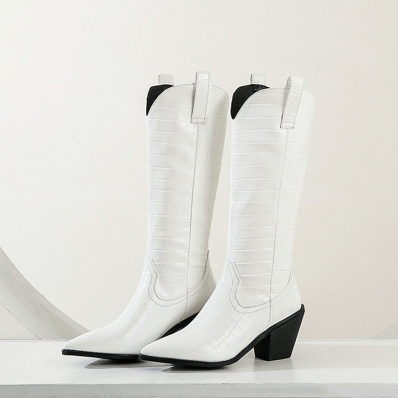 Hohe Damenstiefel mit klobigem Absatz - Kyvraen