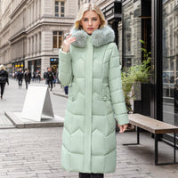 Manteau long matelassé à col de fourrure pour femme - Irina