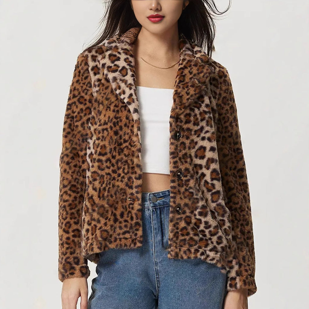 Mantel mit Leopardenmuster am Revers - Mireille