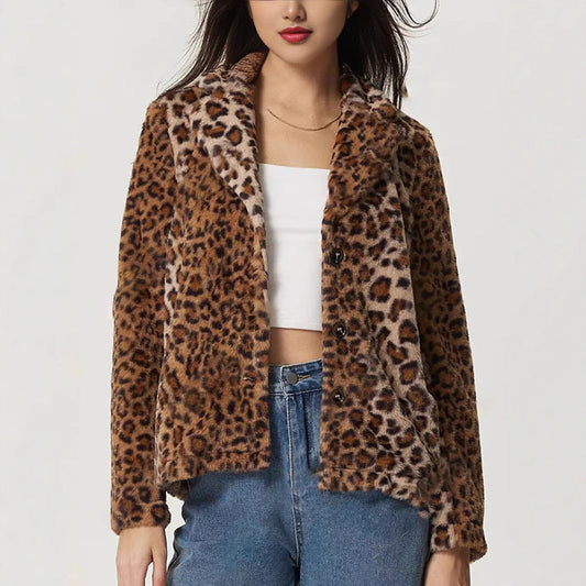 Manteau à revers léopard - Mireille