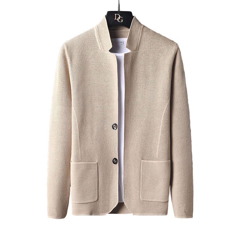 Herrenstrickjacke mit Mao-Kragen - Karl