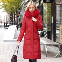 Manteau long matelassé à col de fourrure pour femme - Irina