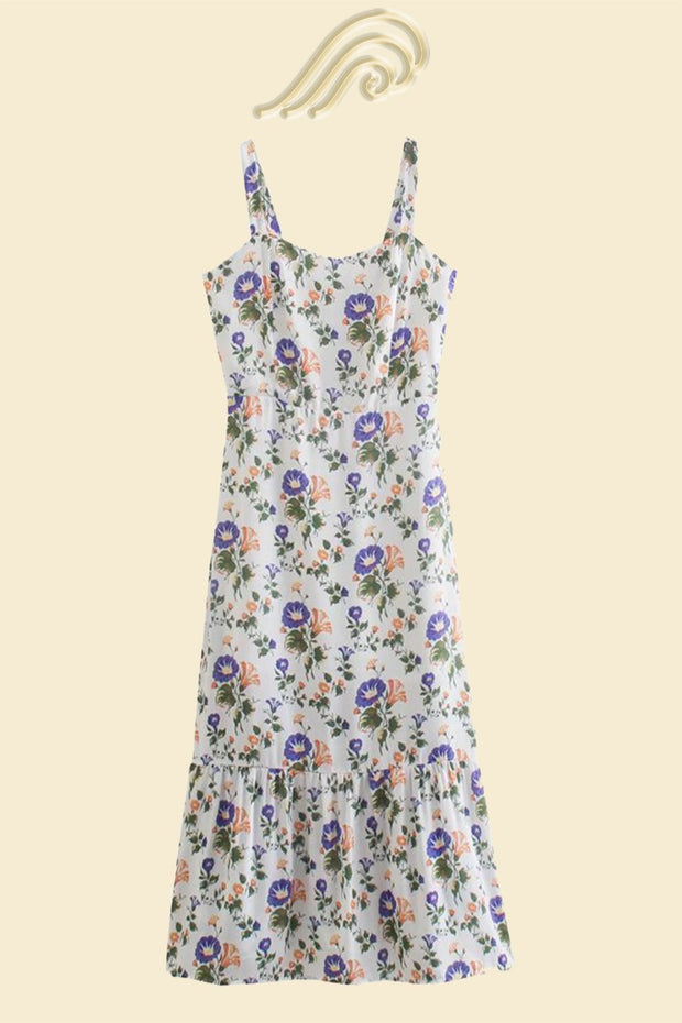Ely Robe midi évasée imprimée avec bretelles