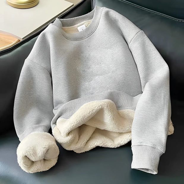 Marie - Gemütlicher Kontrast-Sweatshirt mit Rundhalsausschnitt und Fleecefutter