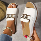 Damensandalen mit Metallschnalle zum Hineinschlüpfen - Elena