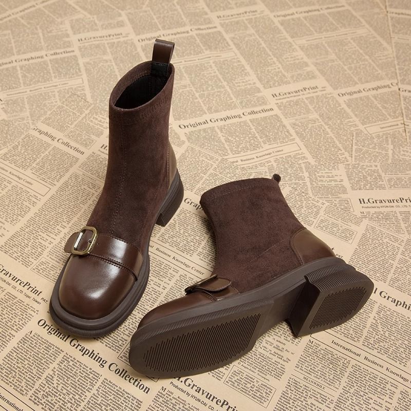 Damen Knöchel Stiefel eng anliegende Silhouette dekorative Schnalle - Rebeca