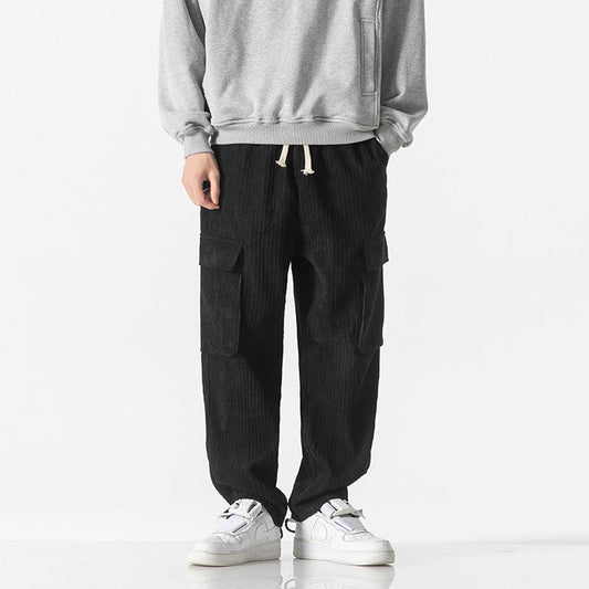Pantalon cargo à coupe droite en velours côtelé pour hommes - Hugo