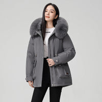 Manteau matelassé pour femme avec col en fourrure synthétique - Mirela