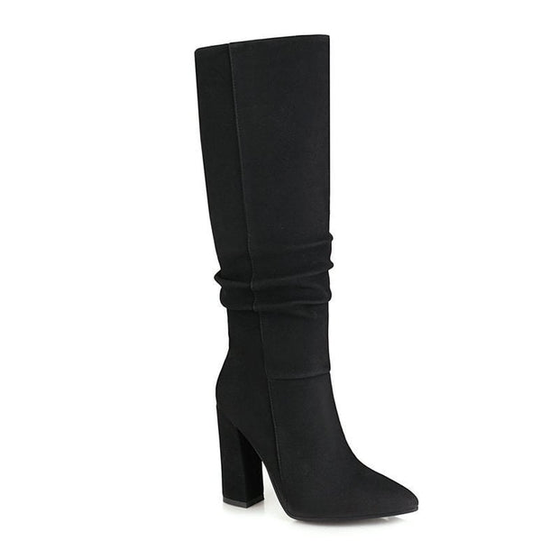 Hohe Damenstiefel mit klobigem Absatz - Torhild
