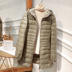 Lange, leichte Damenjacke mit Kapuze - Alva