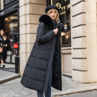 Manteau long matelassé avec col en fourrure - Meliora