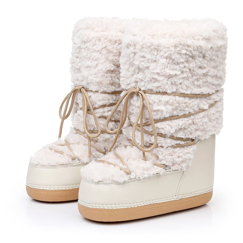 Damen-Schneestiefel mit flauschigem Futter und halbhohem Schaft - Zanarkand