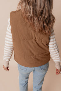 Gilet à col roulé en velours côtelé matelassé pour femme - Norayne
