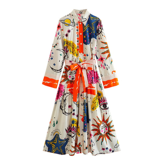 Robe chemise longue imprimée pour femme - Cailin