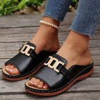 Damensandalen mit Metallschnalle zum Hineinschlüpfen - Elena
