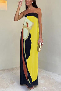 Semma - Robe longue à épaules découvertes et imprimé floral