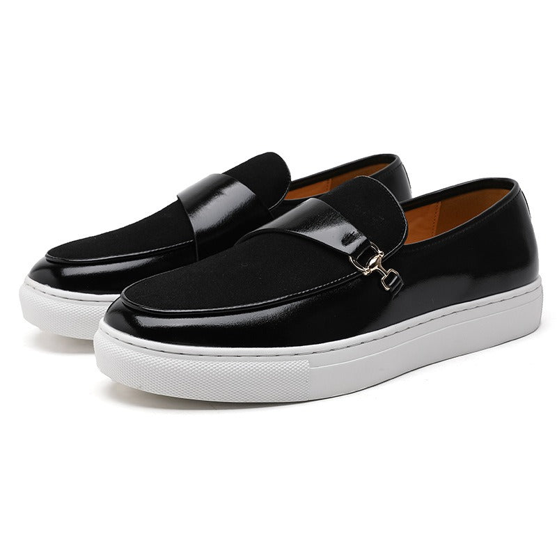Smarte Herren-Slipper aus Leder und Segeltuch - Dario