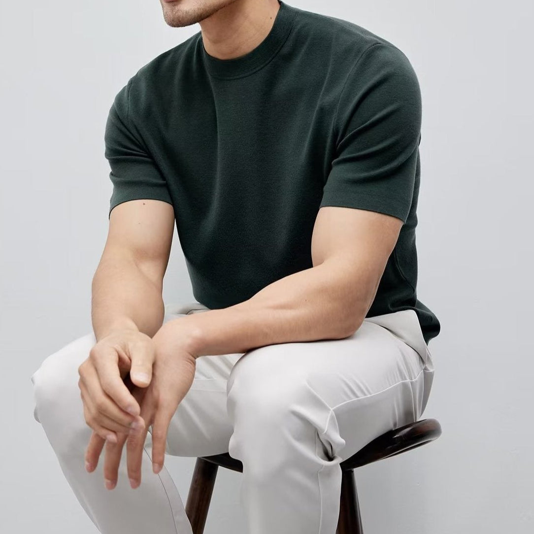Herren-T-Shirt aus merzerisierter Baumwolle, Rundhalsausschnitt, minimalistischer Stil - Hugo