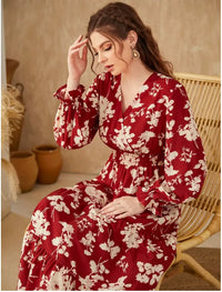 Naiara - Robe étroite à col en V et à manches longues
