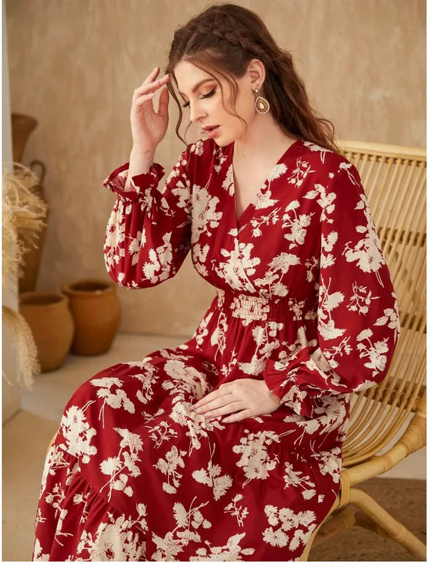 Naiara - Robe étroite à col en V et à manches longues