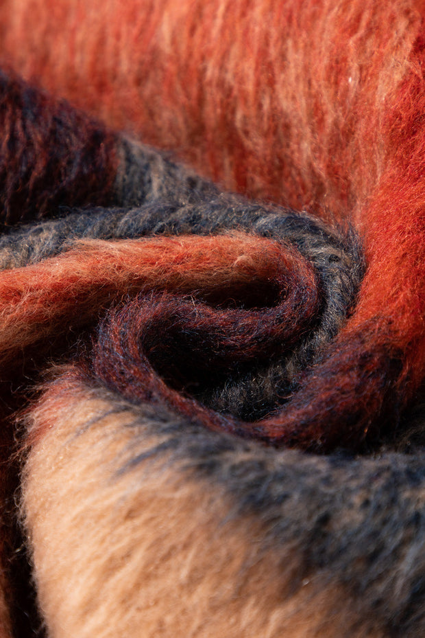 Danella - Veste Décontractée Grande Taille à Carreaux Orange avec Poches à Rabat et Boutons
