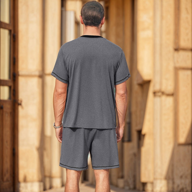 Ensemble décontracté à col en V en coton léger pour hommes - Marcos