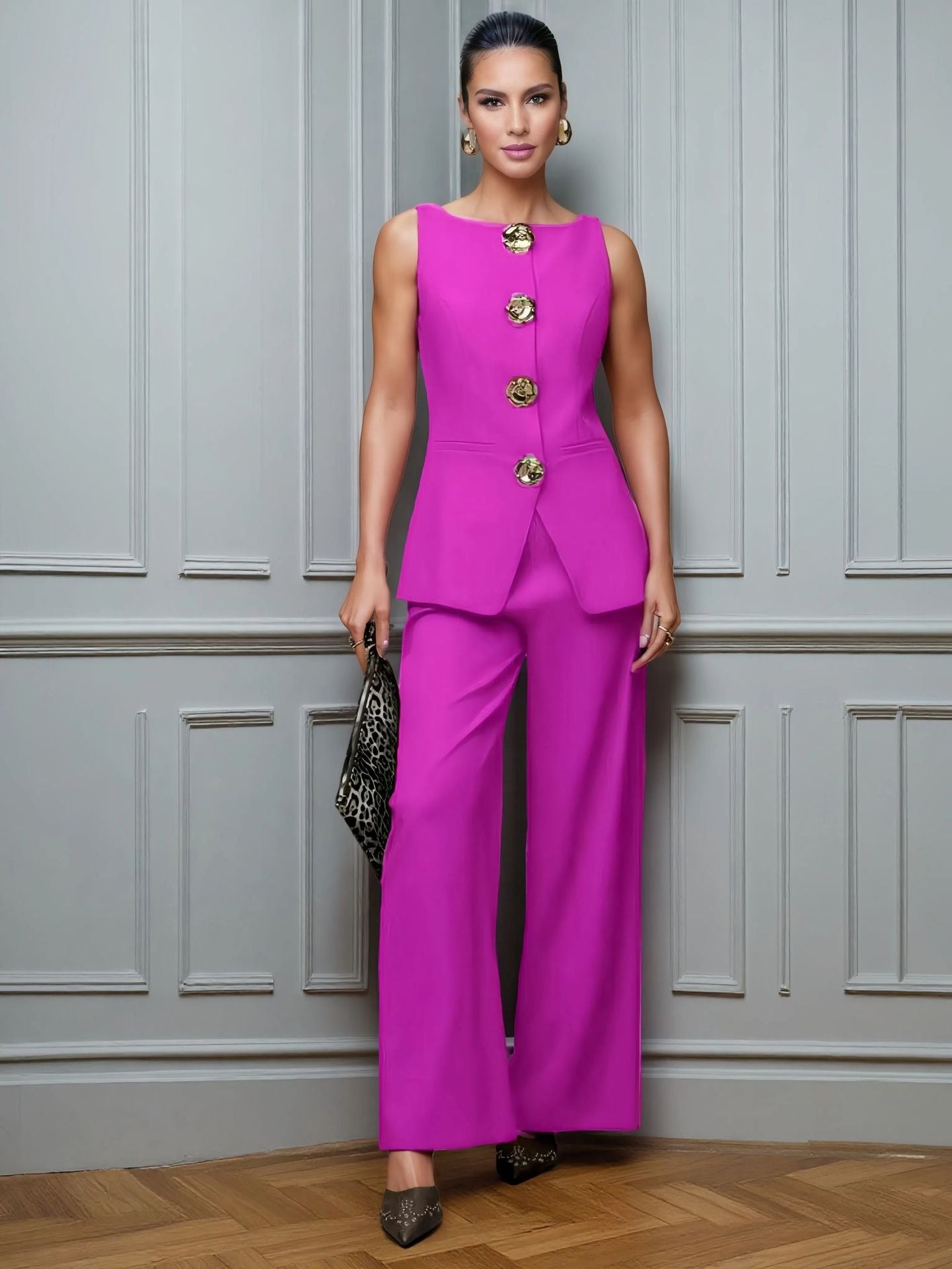 Set aus ärmellosem Oberteil und weiter Hose für Frauen - Elira