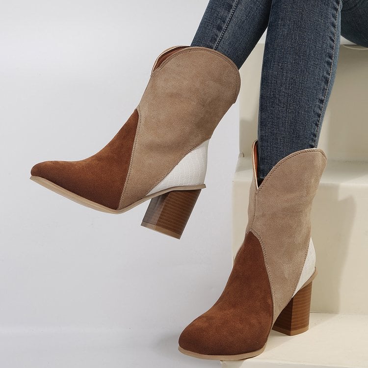 Damenstiefel aus Wildleder mit quadratischem Absatz - Norine
