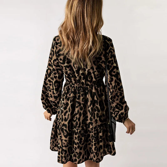 Enna - Robe à Manches Longues Imprimé Léopard Femme