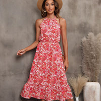 Ärmelloses Midikleid mit Blumendruck und Neckholder - Mariela