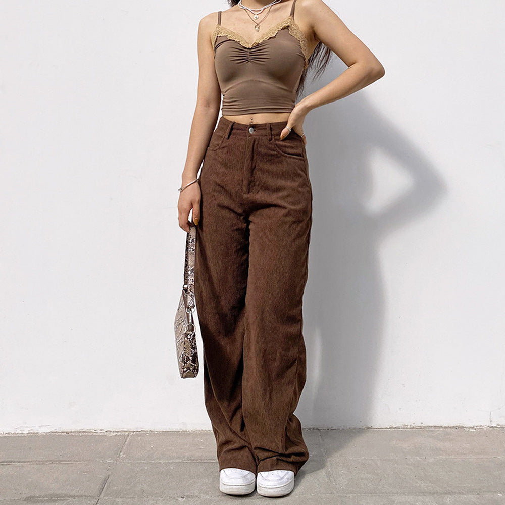 Gerade, hochgeschlossene Cordhose für Damen - Nyssara