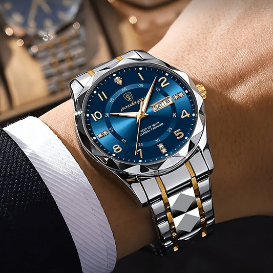 Montre analogique classique avec bracelet métallique élégant