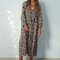 Adeline - Robe à manches longues avec motif géométrique
