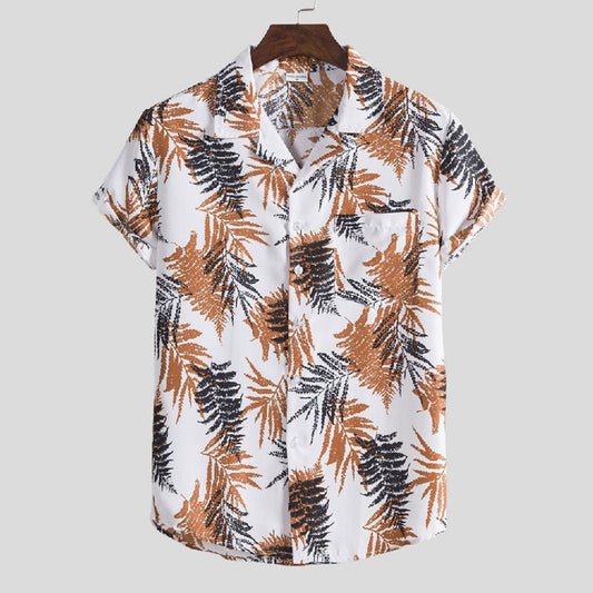 Chemise à manches courtes élégante pour hommes avec un design floral cool