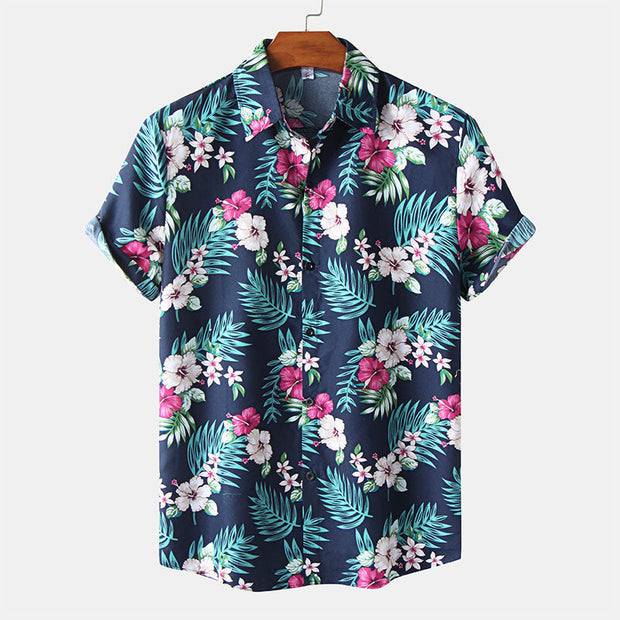 Chemise élégante à manches courtes pour hommes avec impression florale