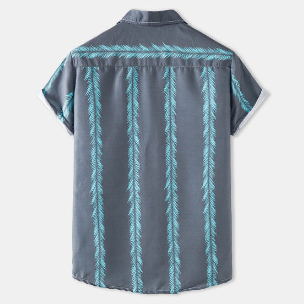 Chemise de vacances rayée imprimée pour homme