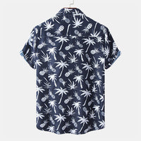 Chemise marine à manches courtes unique pour hommes avec impression