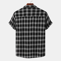 Chemise à carreaux à manches courtes pour hommes, look vintage