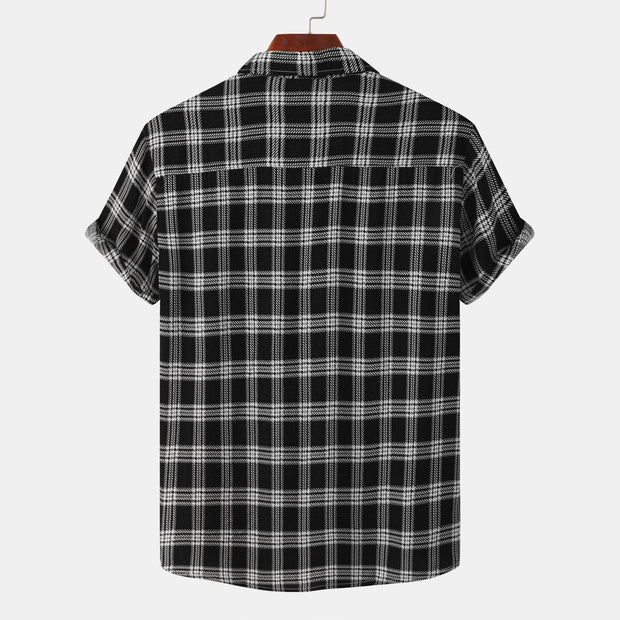 Chemise à carreaux à manches courtes pour hommes, look vintage