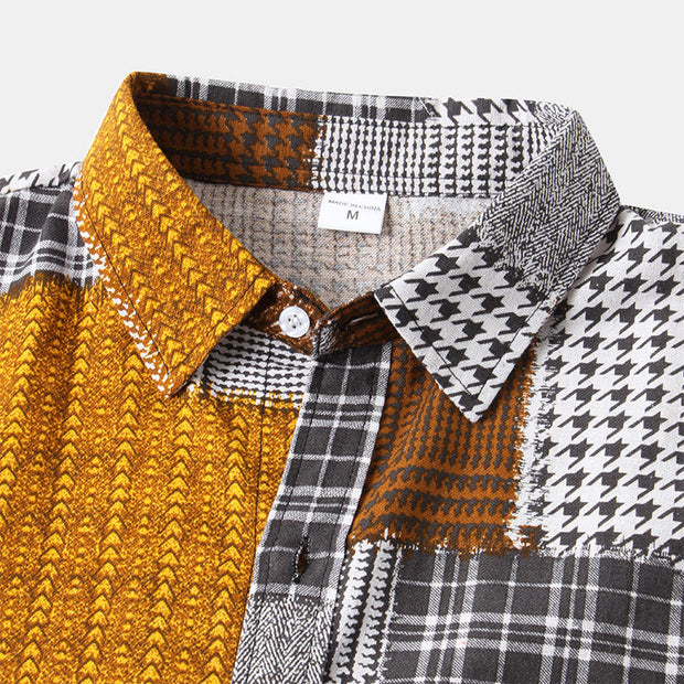 Chemise à manches courtes pour hommes, imprimée de motifs abstraits, au design rétro