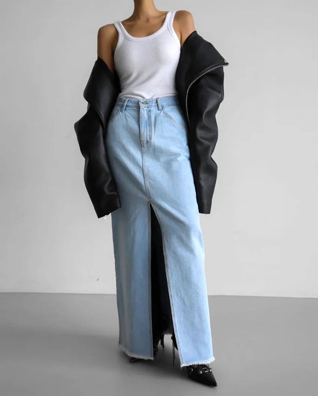 Jupe en jean taille haute élégant pour Femmes Selexio
